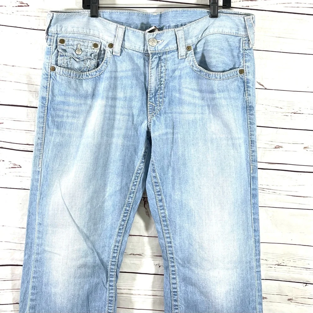 True Religion Section Straight Jeans Mens 38‎ x33 Blue USA Made